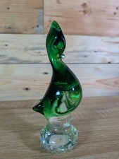 Green Art Glass Bird Figurine