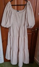 Boohoo Beige Smocked Tiered Dress Size 22 New Without Tags
