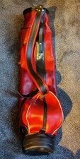 Vintage Red Leather Golf Club Bag Made In England with Carry Strap