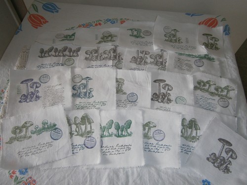 Hand stamped cotton - cotton, fabric