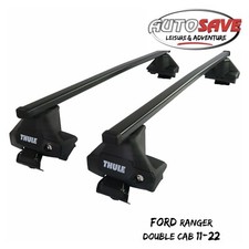 Thule Steel SquareBar Evo Roof Bars Set to fit Ford Ranger Double Cab 11-22 Pair