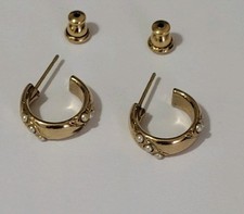 9ct Gold-Plated 1cm Half Hoop Stud Earrings with embedded seed pearl beads