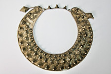 Miao Tribal Silver Alloy Metal  Cones Sculptural Collar, Body Adornment, Dragons