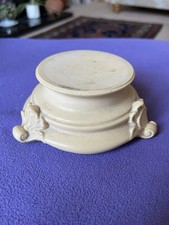 Small Round Cream Resin Plinth Stand For Figurine Plant 3.25” Diameter