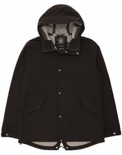 VOLCOM Mens Hooded Raincoat UK 42 XL Black Polyester CJ19