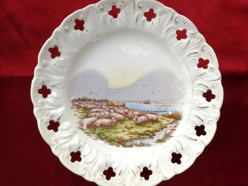 Antique porcelain ribbon plate - porcelain,