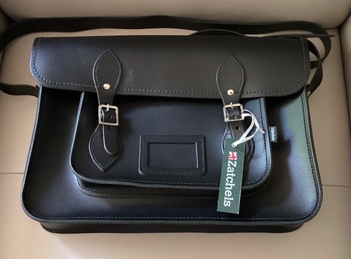 Zatchels black 13inch satchel - black,,