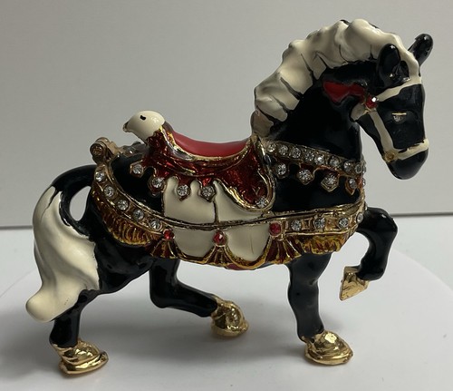 Black enamelled horse trinket - enamelled,