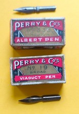 VINTAGE PERRY NIBS x 2 BOXES - CALLIGRAPHY (BROAD & MEDIUM FOR DIP PENS)