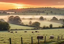 SUNSET COUNTRYSIDE LANDSCAPE CANVAS PICTURE PRINT WALL ART