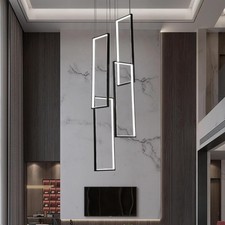 Modern LED Pendant Light – 4 light Adjustable Height Rectangle Chandelier 