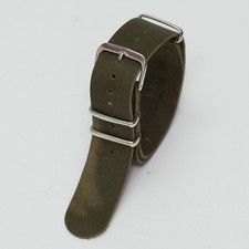 Handcrafted NATO Genuine 20mm Green Leather Watch Strap - Artisan Made