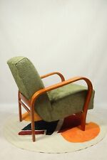 Vintage art deco armchair green jacquard kozelka 1950
