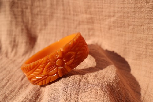 Tested bakelite bangle orange - bakelite,