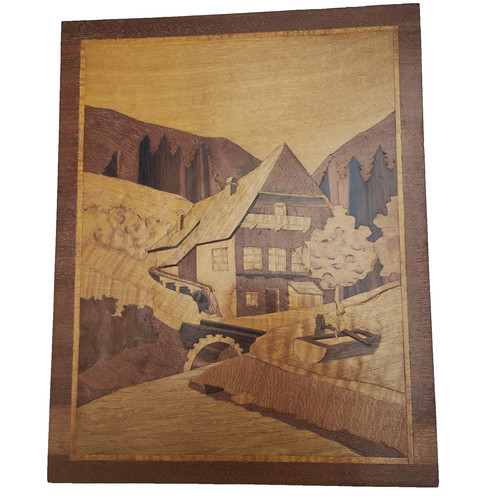 Vintage marquetry inlaid wood - marquetry,