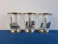 set of 3 London tourist scenes shot glasses vintage, midcentury - 1 minor damage