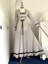 Vintage 1970s Spotted Prairie Maxi Dress + Choker /?Gina Fratini/ ?12