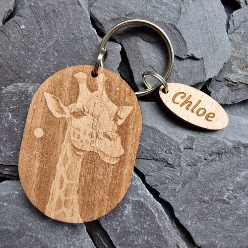Engraved wooden giraffe - engraved,
