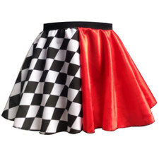 GirlS RED satin HARLEQUIN Halloween Costume Skirt FANCY DRESS Jester SKIRT