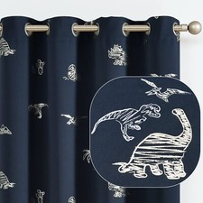 Vangao Kids Curtains Navy Blue Blackout Dinosaur Curtains for Boys Kids Nurse...