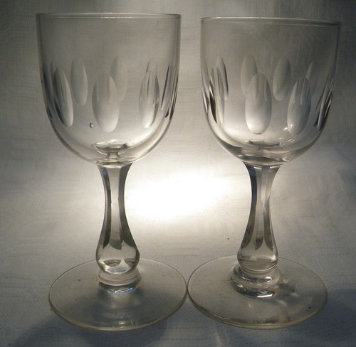 Victorian cut dram glass - , x