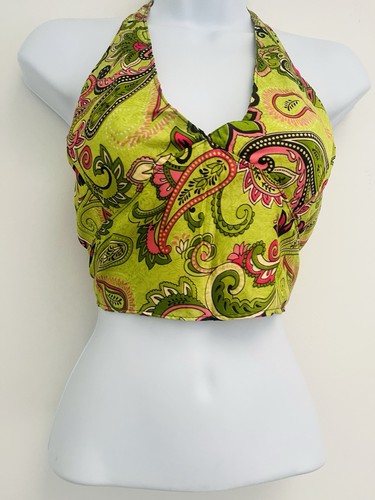 Green top hippie halter - top, neck