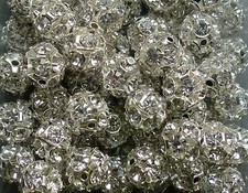 20 x 6mm Round Silver Diamante Spacer Beads-Ideal for Jewellery Making/Crafts