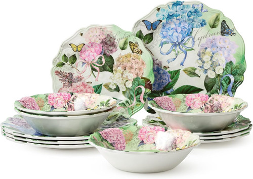 Hydrangea melamine piece - hydrangea, 12-piece