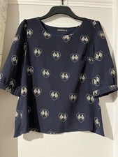 Ladies  Blouse/Top. “SUGARHILL”. Boutique. Navy  Duck/ Heart Design  Size 14 VGC