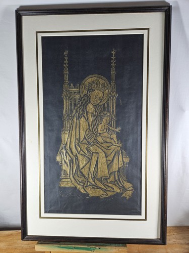 Vintage brass rubbing - brass, madonna