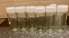 6 x empty glass herb jars with