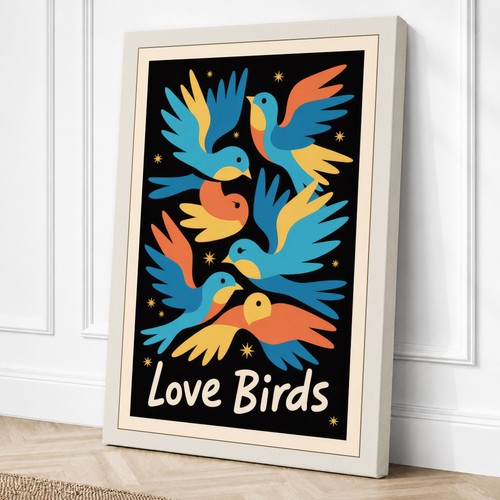 Love birds geometric canvas - geometric,