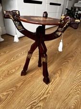 RARE & Vintage Wood Carved Camel 3x Legs Egyptian folding Table