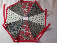 Handmade Fabric Christmas Bunting 10 Flags Double-sided 100% Cotton 2.5 m  RPGH2