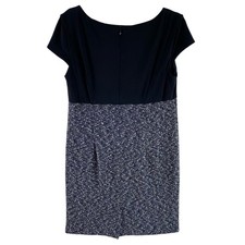 R&M Richards Cap Sleeve Black/White Textured Stretchy Lined Sheath Dress Size 12