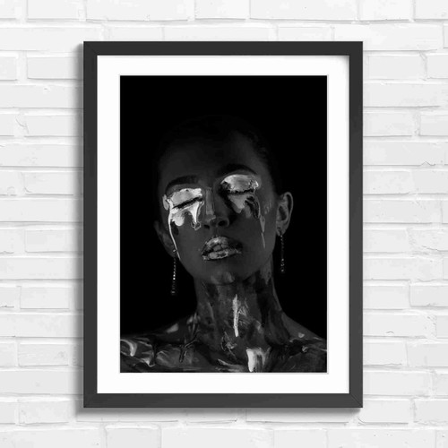 Trippy neon art face - art,