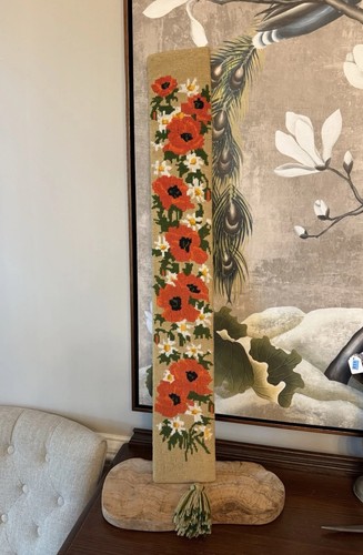 Vtg floral poppy needlepoint - floral,