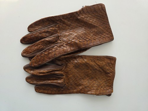 Snakeskin leather gloves - leather,