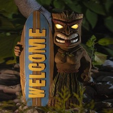 Tiki Surfboard Garden Statue -