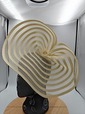 cream large straw net fascinator millinery burlesque headband wedding hat ascot