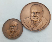 2 SIR WINSTON CHURCHILL 1965 58mm & 39mm BRONZE MEDALS  Toye Kenning & Spencer