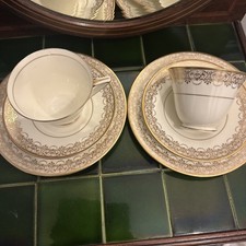  2 x Royal Doulton Fine Bone China Art Deco Trios V1403 Excellent. 