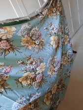 Vintage cabbage rose floral fabric panel retro original craft curtain bouquet 