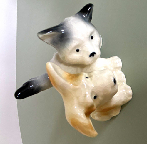 Ceramic cat dog - cat,