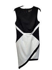 Faux Wrap Pencil Dress UK 12 BNWT Designer Kim Kardashian Lipsy Black and White