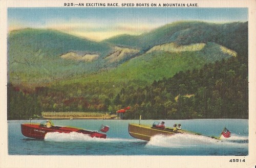 Speedboat mountain lake - mountain,