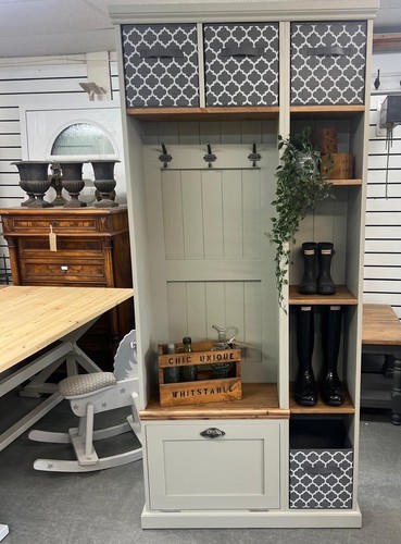 Narrow storage unit pine bench - narrow,