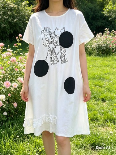 Neslay white art print - white, tunic
