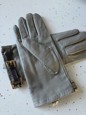 Womans Leather Gloves Size M Real Leather Taupe Colour  Soft Textured Beautiful 