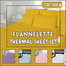 100% Brushed Cotton Sheet Set Soft Warm 4pc Flannelette Thermal Bedding 7Colours